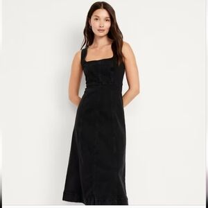 Fit & Flare Sleeveless Denim Midi Dress